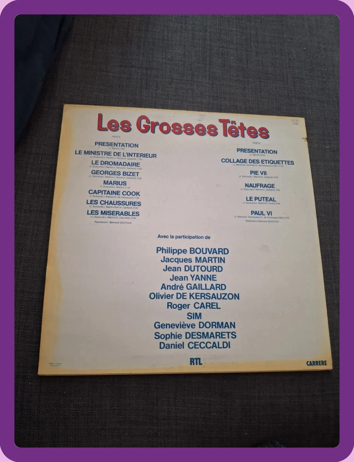 Vinilo 33T Les Grosses Tetes Philippe Bouvard 1981 – photo 2